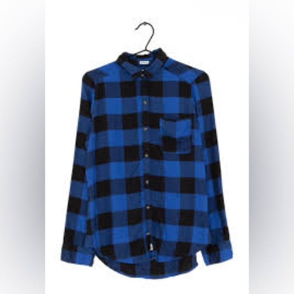 Hollister Blue and Black Plaid Casual Shirt